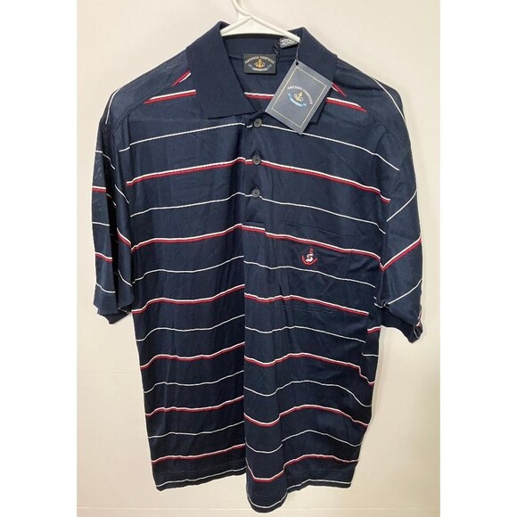 Men’s Large Striped Polo Shirt Nautical Sailing Made in Italy Amerigo Vespucci - Picture 1 of 7